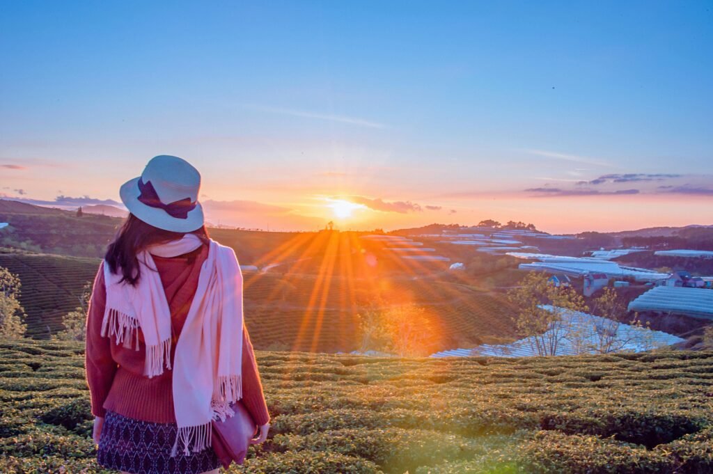 pexels-photo-1066183-1066183 A woman gazes at a vibrant sunrise over expansive fields, capturing serene beauty.